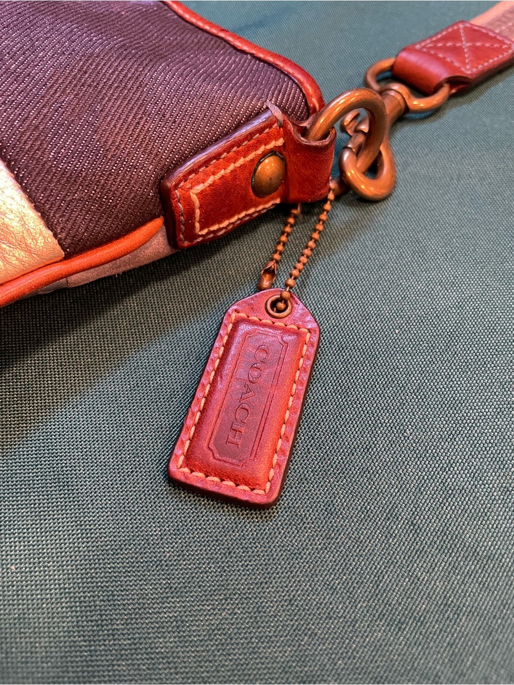 Coach Patchwork Crossbody in Blue, Black, Tan and silver - Picture 9 of 12